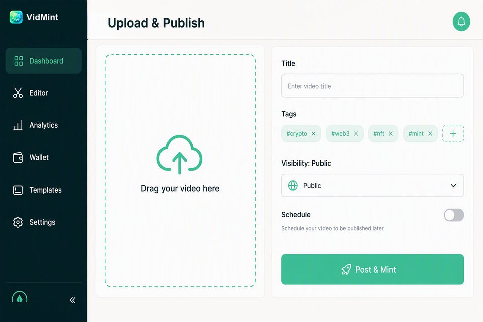 VidMint 网页上传与发布页:从桌面发布短视频
