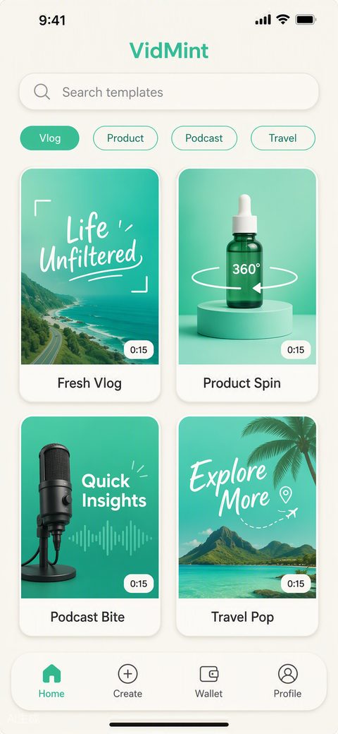VidMint 短视频模板库,卡点格式齐全